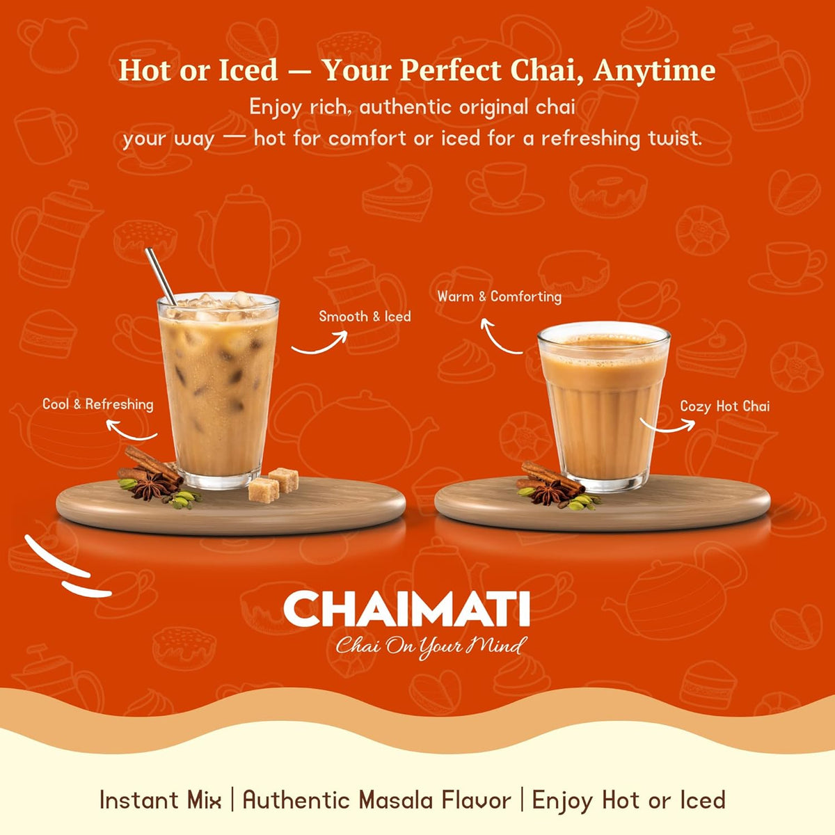 Chaimati Original Dairy-Free Instant Chai Mix, 2 LB (908 gm) | Sweetened, Vegan Friendly, Gluten Free | Powdered Tea, Makes 30 Cups | No Artificial Flavors | Ready in Seconds | Hot or Iced-4