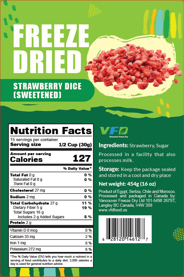 Freeze-Dried Strawberry Diced (Sweetened) - Freeze Dried Strawberries Wholesale-4