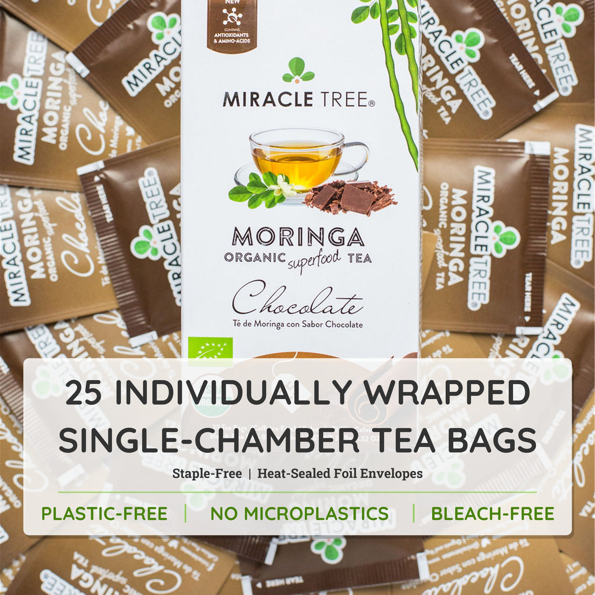Organic Moringa Tea - Chocolate - Caffeine-Free Herbal Tea-4