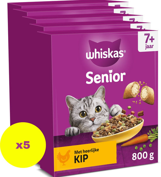 Whiskas cat food - senior 7+ - chicken - box 5x800g-0