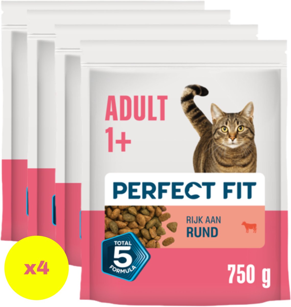 Perfect fit cat food - active adult - beef - 4x750g-0