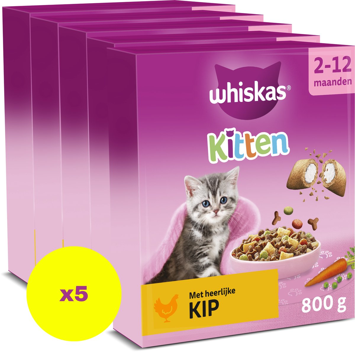 Whiskas cat food - junior - chicken - box 5x800g-0