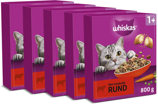 Whiskas cat food - adult 1+ beef - box 5x800g-0