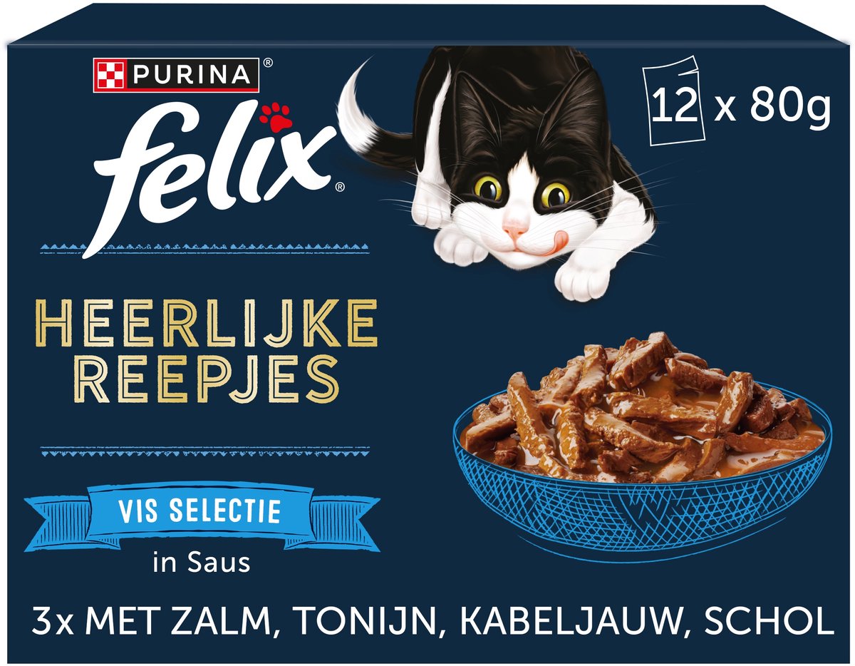 Felix delicious strips - cat food wet food - fish selection - 48 x 80 g-0