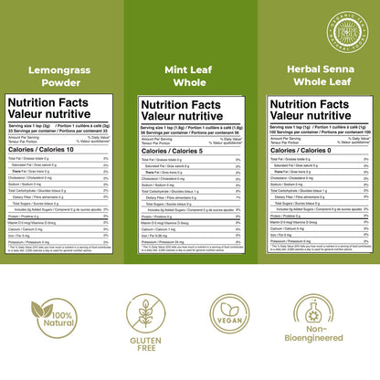 Digestive Health Trio 10.59 oz (300 gm) | Includes Mint Leaf Whole, Lemongrass Fine Cut & Senna Herbal Tea Leaf Whole | Perfect for Hot/Iced Tea, Mocktails | Promotes Inner Wellness | 3 PACK of 3.53 oz-1