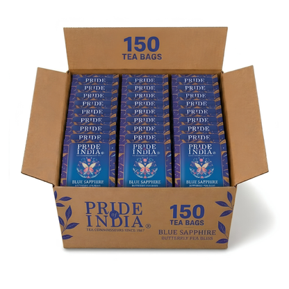 Pride of India Blue Sapphire Herbal Tea - 150 Individually Wrapped Full Leaf Pyramid Tea Bags | Butterfly Pea Flower Tea Bulk Pack for Food Service, Cafes, Hotels, Offices & Daily Tea Drinkers-0