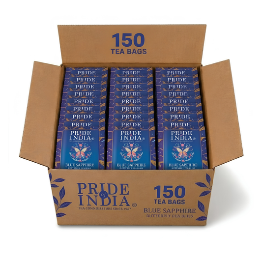 Pride of India Blue Sapphire Herbal Tea - 150 Individually Wrapped Full Leaf Pyramid Tea Bags | Butterfly Pea Flower Tea Bulk Pack for Food Service, Cafes, Hotels, Offices & Daily Tea Drinkers-0