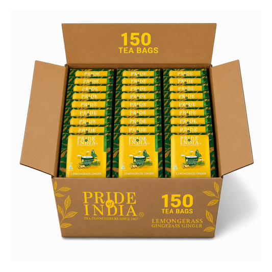 Pride of India Lemongrass Ginger Herbal Tea - 150 Individually Wrapped Full Leaf Pyramid Tea Bags | Refreshing Tea Bulk Pack for Food Service, Cafes, Hotels, Offices & Daily Tea Drinkers-0