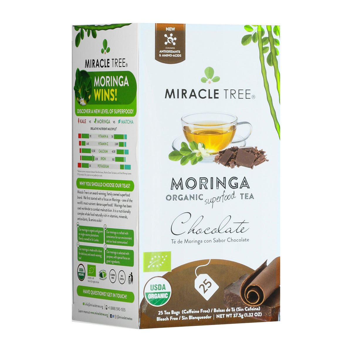 Organic Moringa Tea - Chocolate - Caffeine-Free Herbal Tea-0