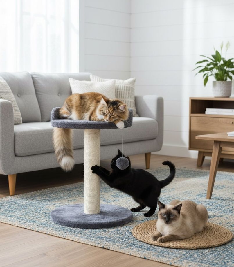 Cat Tree Tower for Indoor Cats with Plush Perch-1