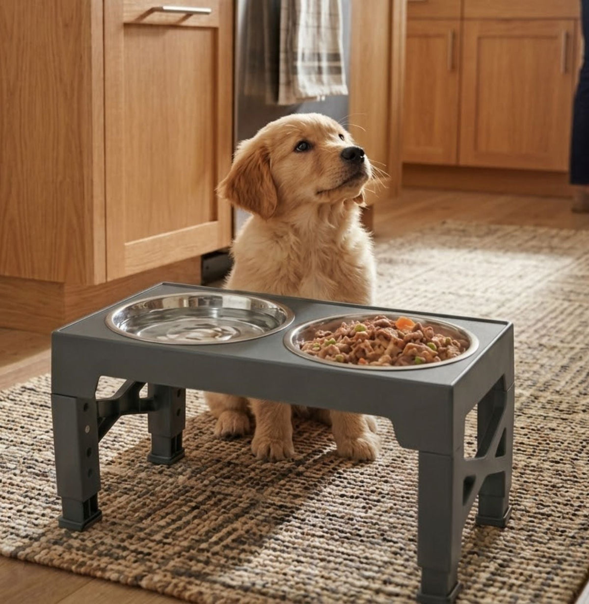 Raised Dog Bowl Stand Adjustable Height for All Dogs & Cats-1