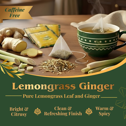 Pride of India Lemongrass Ginger Herbal Tea - 150 Individually Wrapped Full Leaf Pyramid Tea Bags | Refreshing Tea Bulk Pack for Food Service, Cafes, Hotels, Offices & Daily Tea Drinkers-4