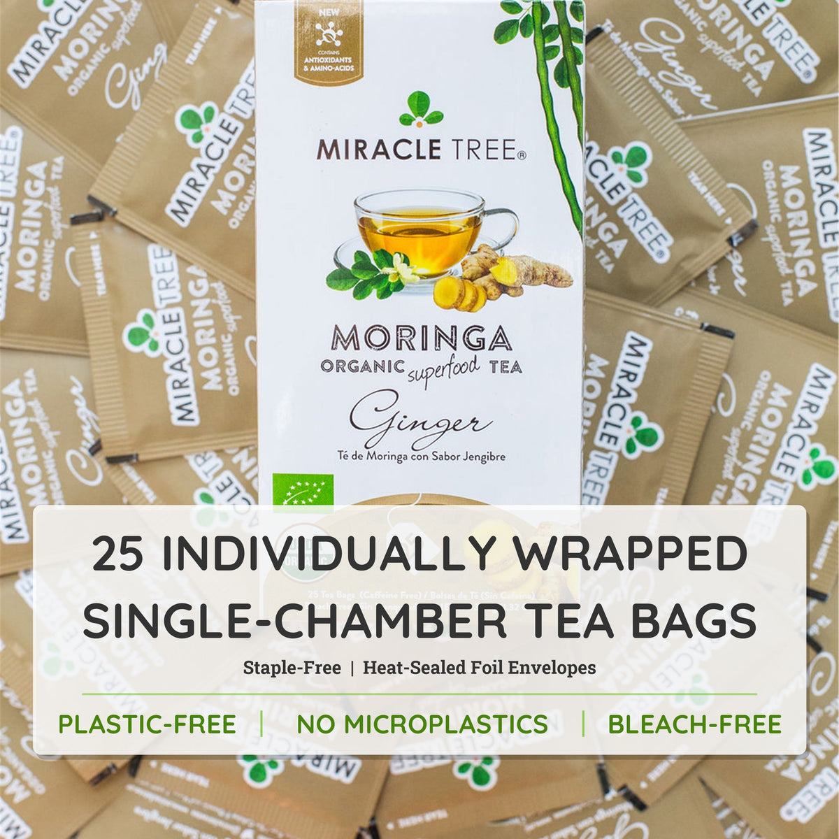 Organic Moringa Tea - Ginger - Caffeine-Free Herbal Tea-4