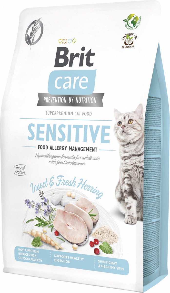 Brit care sensitive food allergy management insects herring - cat food - 2 kg-0