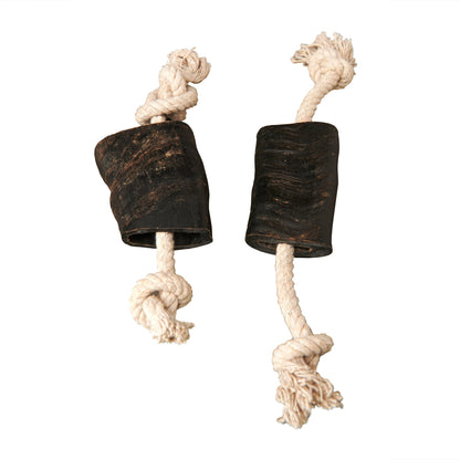 Water Buffalo Horn 14" Cotton Rope Tug Toy Dog Chews-2 Count-10 oz (WSP)-1