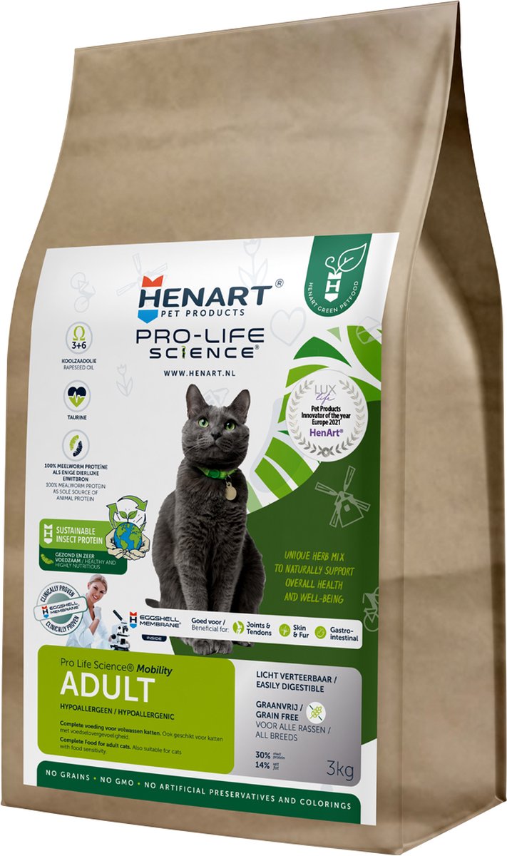Henart - cat food - mealworms insects - hypoallergenic - 3 kg-0