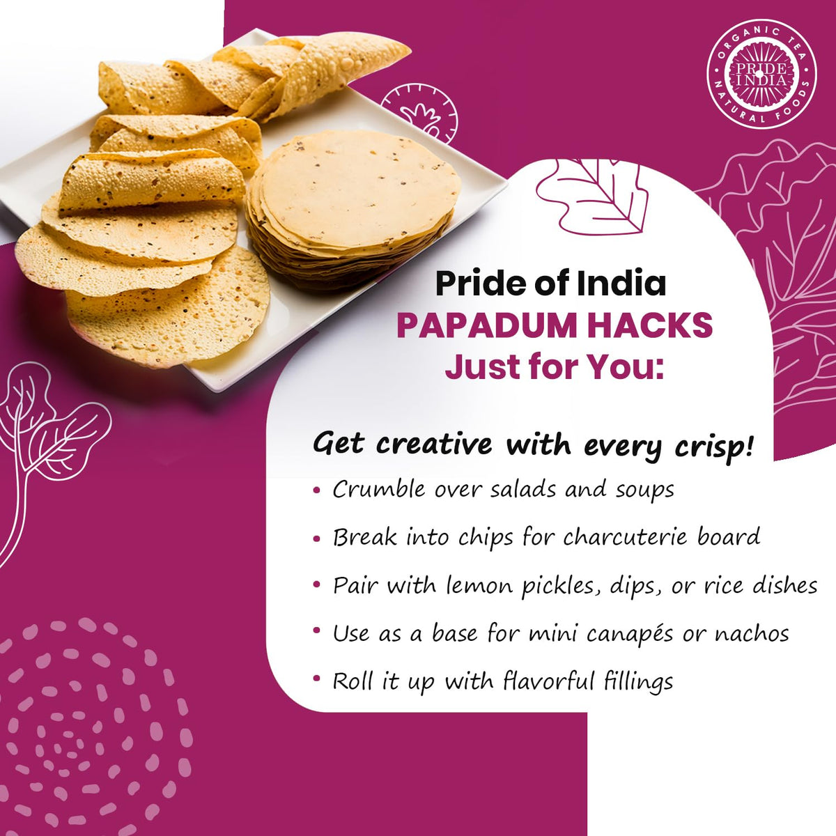 Chili Garlic Papadum Indian Lentil Crisps (Papad)-3
