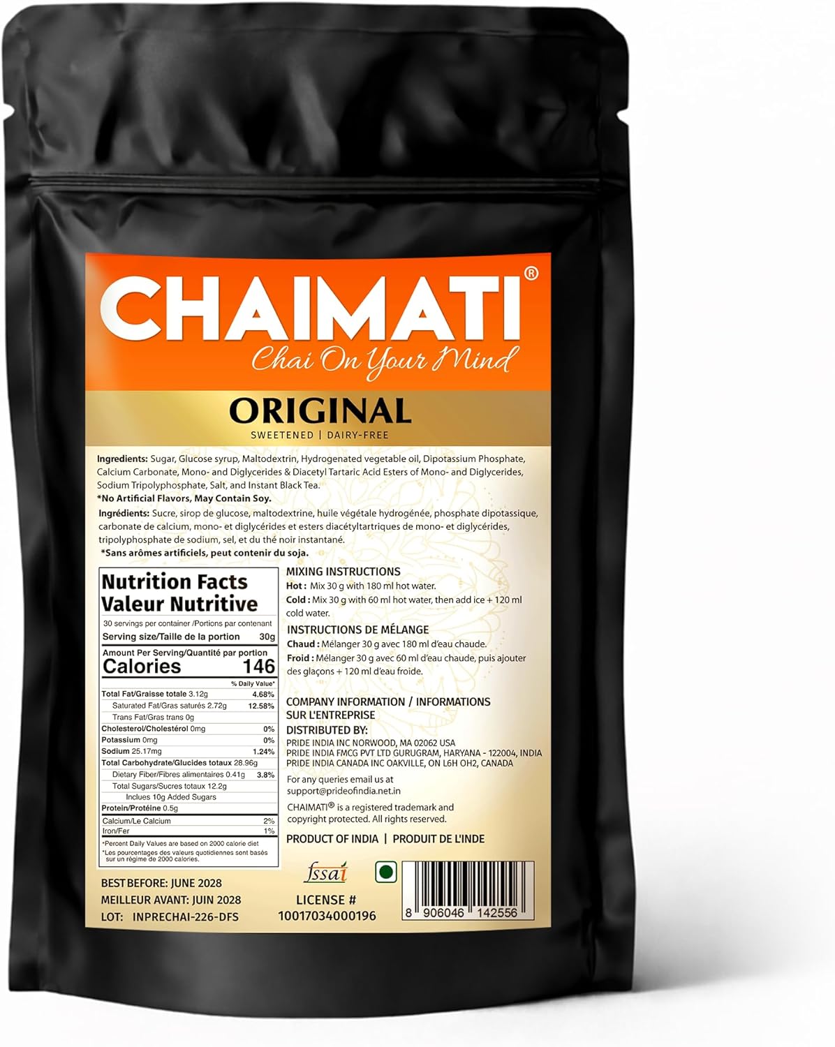 Chaimati Original Dairy-Free Instant Chai Mix, 2 LB (908 gm) | Sweetened, Vegan Friendly, Gluten Free | Powdered Tea, Makes 30 Cups | No Artificial Flavors | Ready in Seconds | Hot or Iced-2