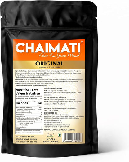 Chaimati Original Dairy-Free Instant Chai Mix, 2 LB (908 gm) | Sweetened, Vegan Friendly, Gluten Free | Powdered Tea, Makes 30 Cups | No Artificial Flavors | Ready in Seconds | Hot or Iced-2