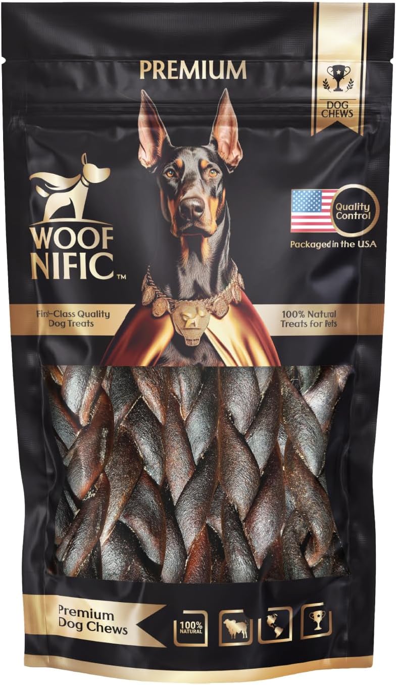 Woof Nific Braided Collagen Sticks for Dogs – Natural Beef Chew-0