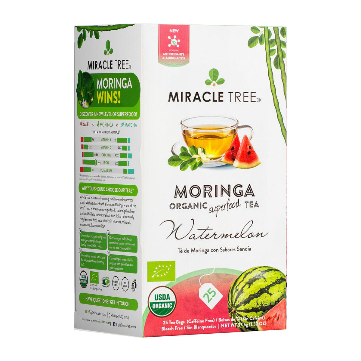 Organic Moringa Tea - Watermelon - Caffeine-Free Herbal Tea-0