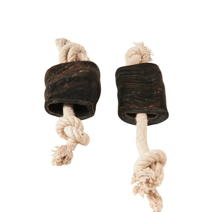 Water Buffalo Horn 14" Cotton Rope Tug Toy Dog Chews-2 Count-10 oz (WSP)-2