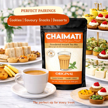 Chaimati Original Dairy-Free Instant Chai Mix, 2 LB (908 gm) | Sweetened, Vegan Friendly, Gluten Free | Powdered Tea, Makes 30 Cups | No Artificial Flavors | Ready in Seconds | Hot or Iced-1