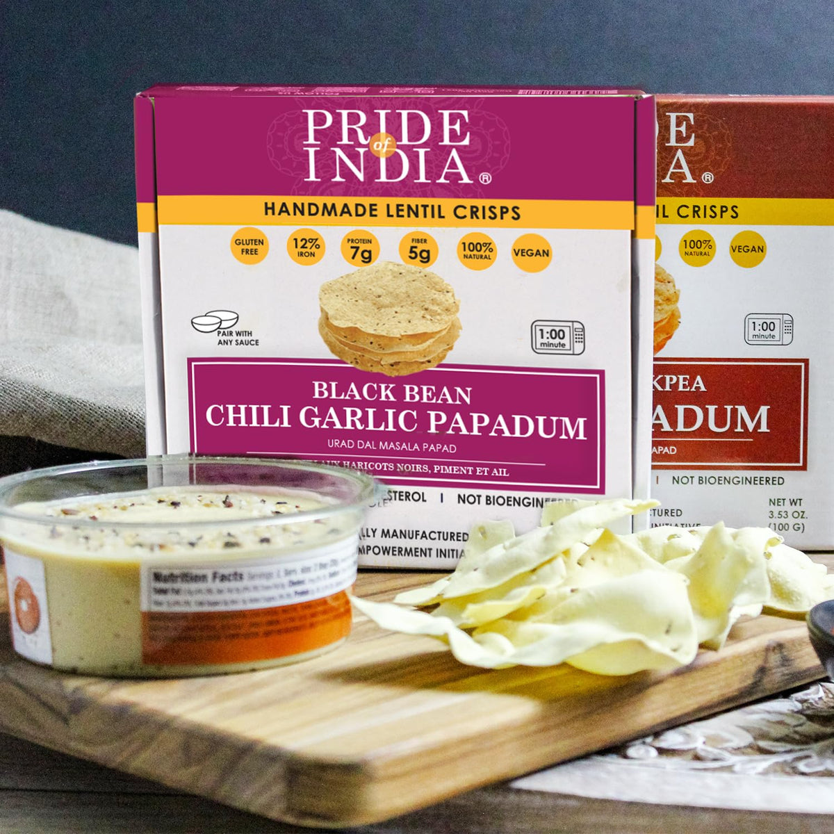 Chili Garlic Papadum Indian Lentil Crisps (Papad)-2