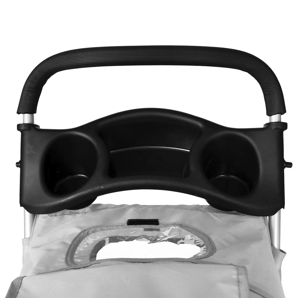 NNEVL Folding Pet Stroller Dog/Cat Travel Carrier Grey-3