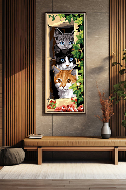 Needlepoint canvas for halfstitch without yarn The Three Cats SE950.168 Seg De Paris Printed Tapestry Canvas-1