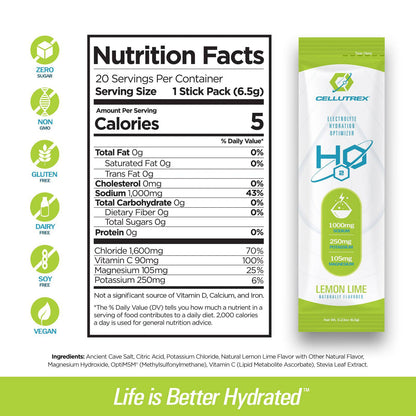 H2O ELECTROLYTES™ - Lemon Lime | Zero Sugar Electrolyte Powder-1
