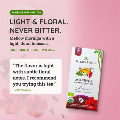 Organic Moringa Tea - Hibiscus - Caffeine-Free Herbal Tea-2
