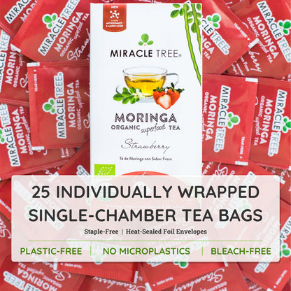Organic Moringa Tea - Strawberry - Caffeine-Free Herbal Tea-4