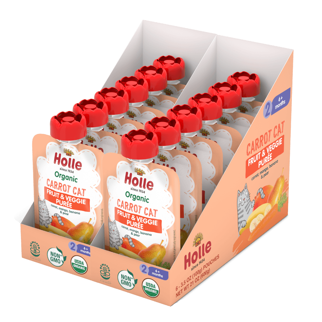 Holle Organic Carrot Cat - Fruit & Veggie Purée Pouches