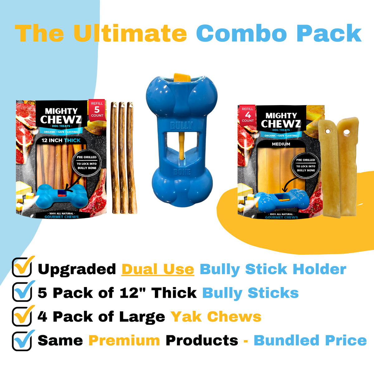 Large Yak Cheese, Bully Stick, and Bully Bone Pro Combo Pack-1