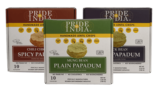 Assorted Papadum Lentil Crisps - Plain, Salty & Spicy-0
