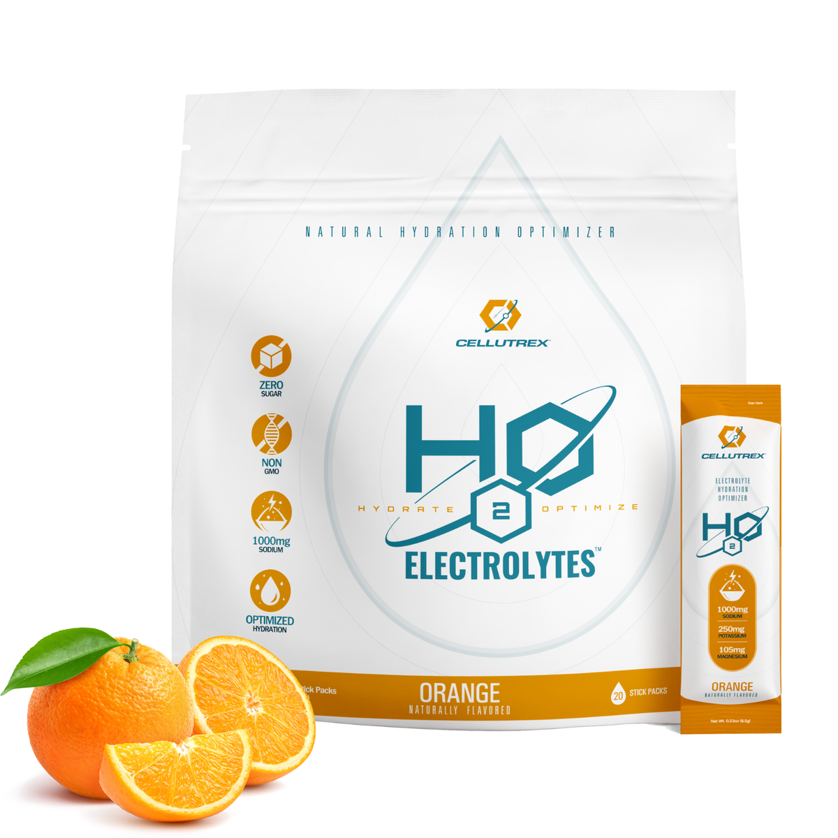 H2O ELECTROLYTES™ - Orange | Zero Sugar Electrolyte Powder-0