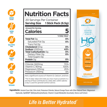 H2O ELECTROLYTES™ - Orange | Zero Sugar Electrolyte Powder-1