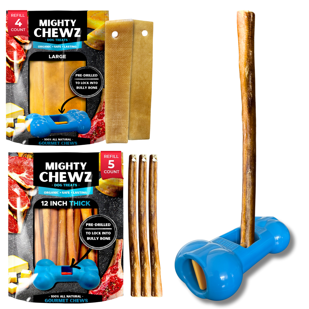 Large Yak Cheese, Bully Stick, and Bully Bone Pro Combo Pack-0