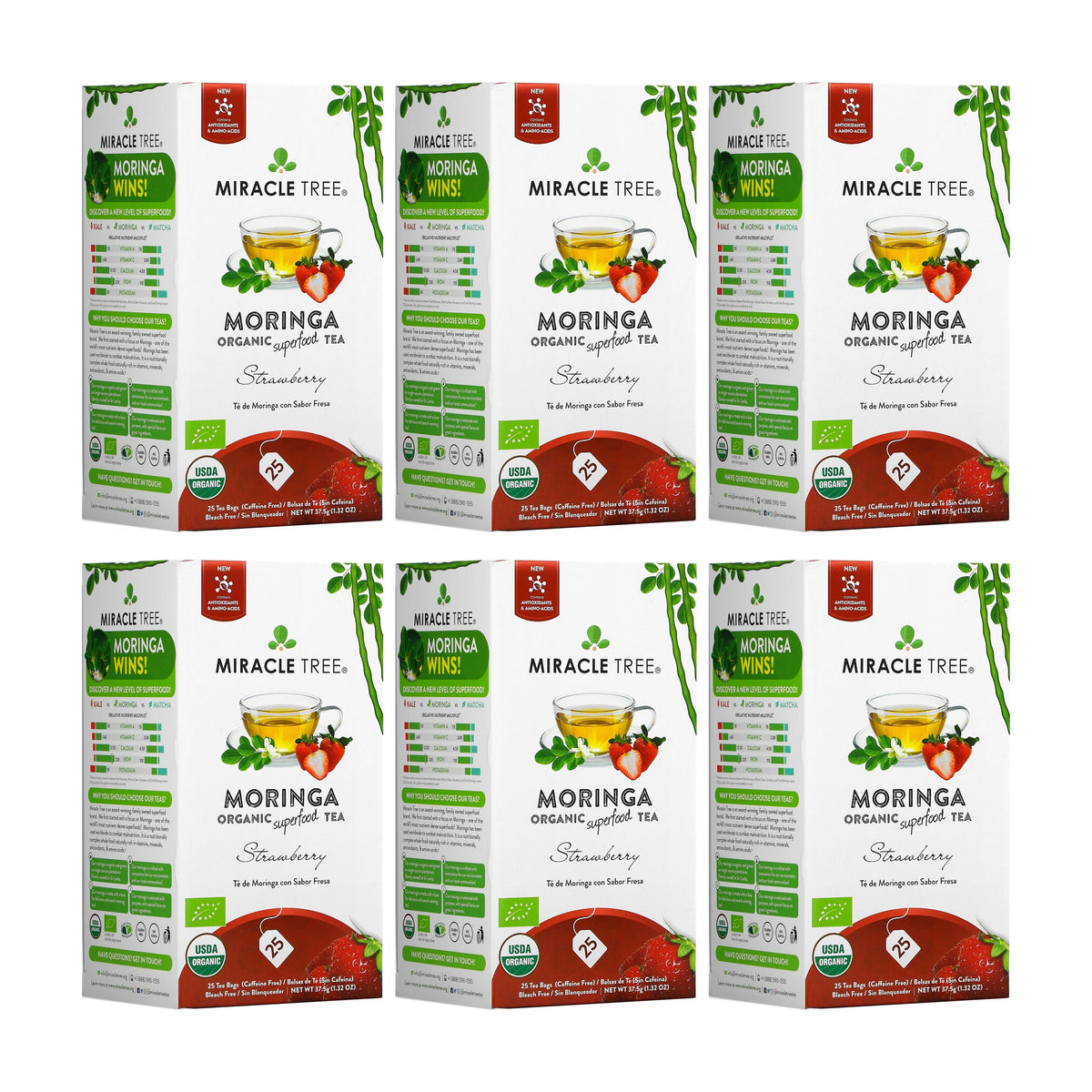 Organic Moringa Tea - Strawberry - Caffeine-Free Herbal Tea-6