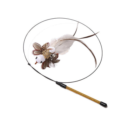 Interactive Feather Pole Toy for Cats-3
