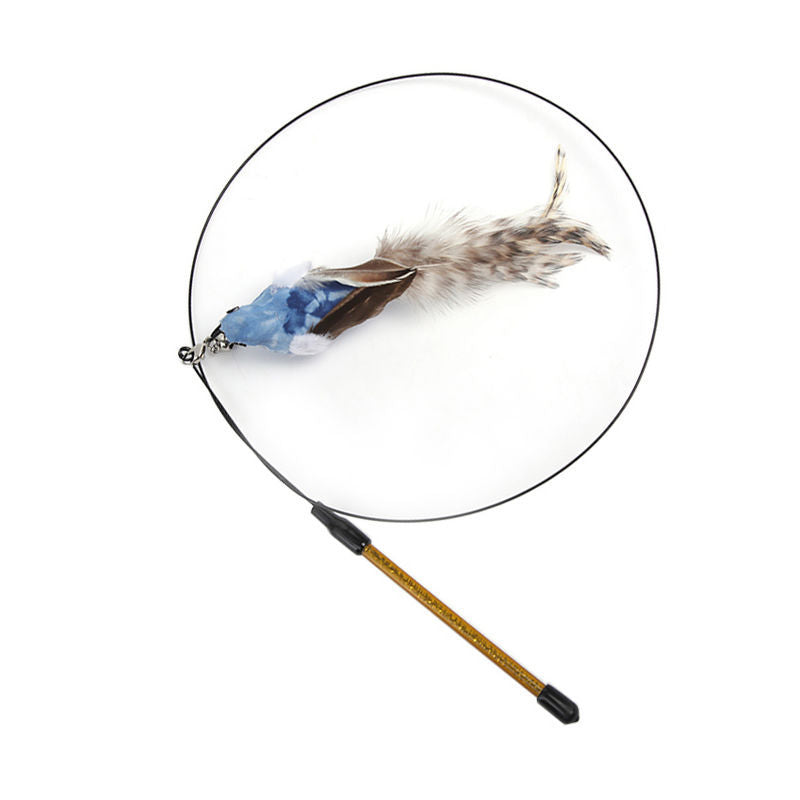 Interactive Feather Pole Toy for Cats-4