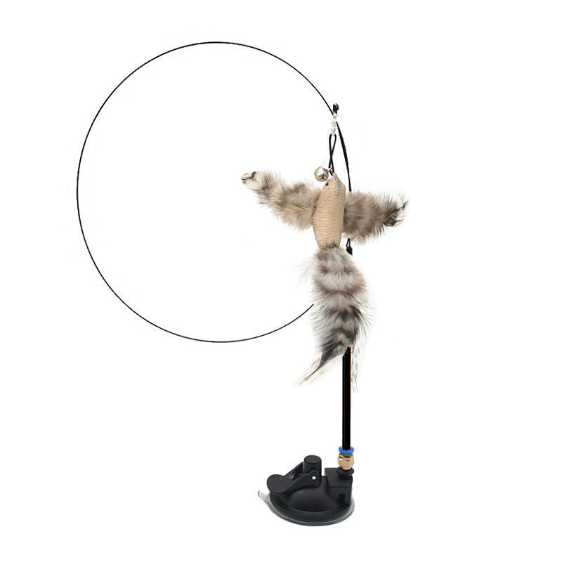 Interactive Feather Pole Toy for Cats-9