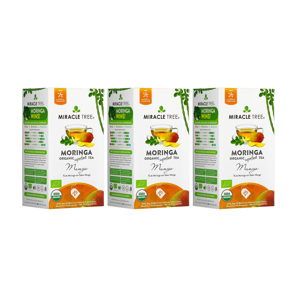 Organic Moringa Tea - Mango - Caffeine-Free Herbal Tea-5