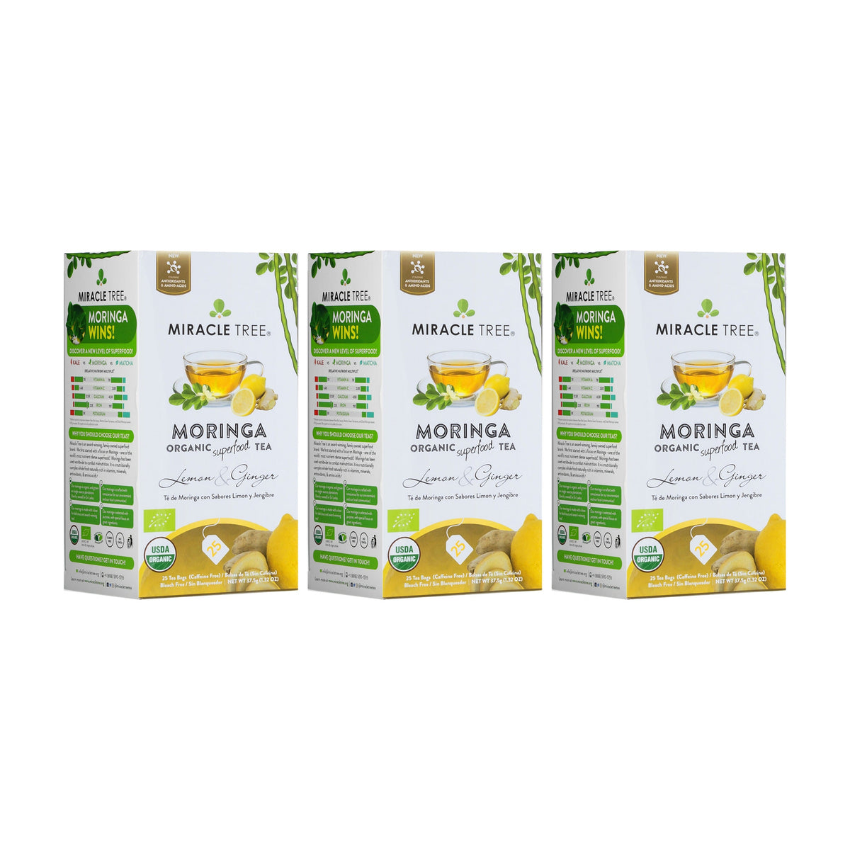 Organic Moringa Tea - Lemon & Ginger - Caffeine-Free Herbal Tea-5