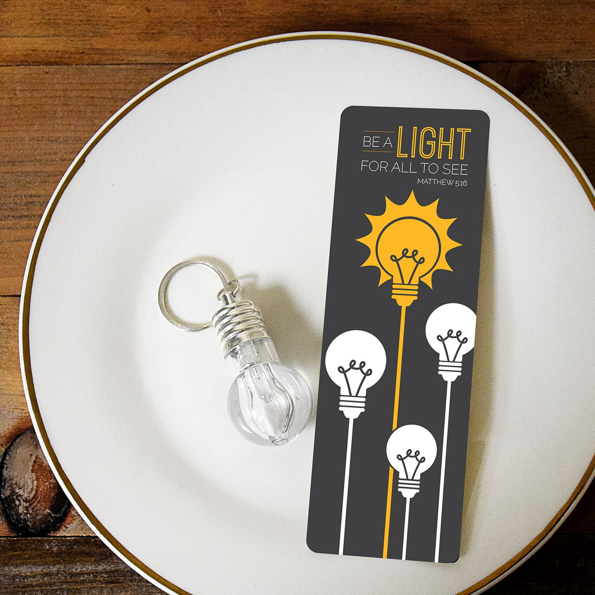 Be A light for all to see - Lightbulb Key Chain and Bookmark Set-0