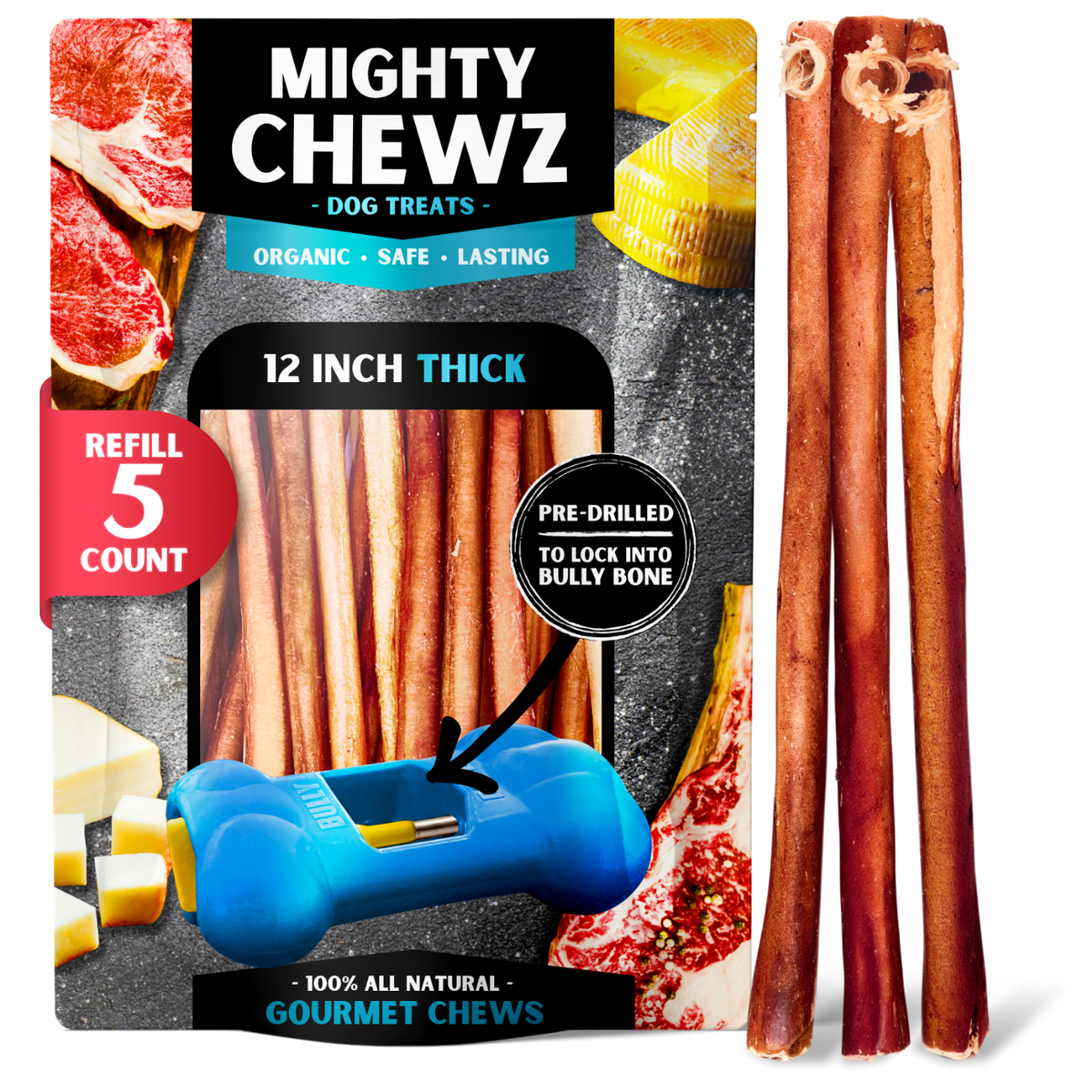 12" Thick Bully Sticks - Refill Pack-0