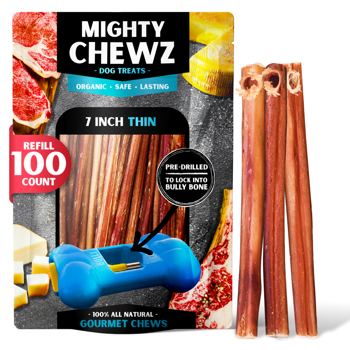 7" Thin Bully Sticks - Refill Pack-6
