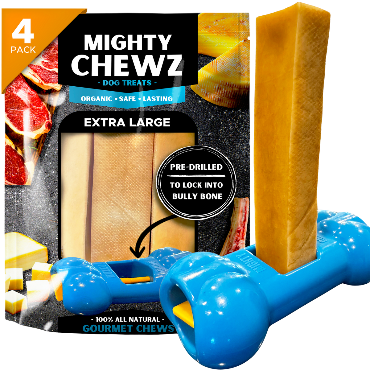 4 Pack XL Yak Cheese - Bully Bone Pro Included-0