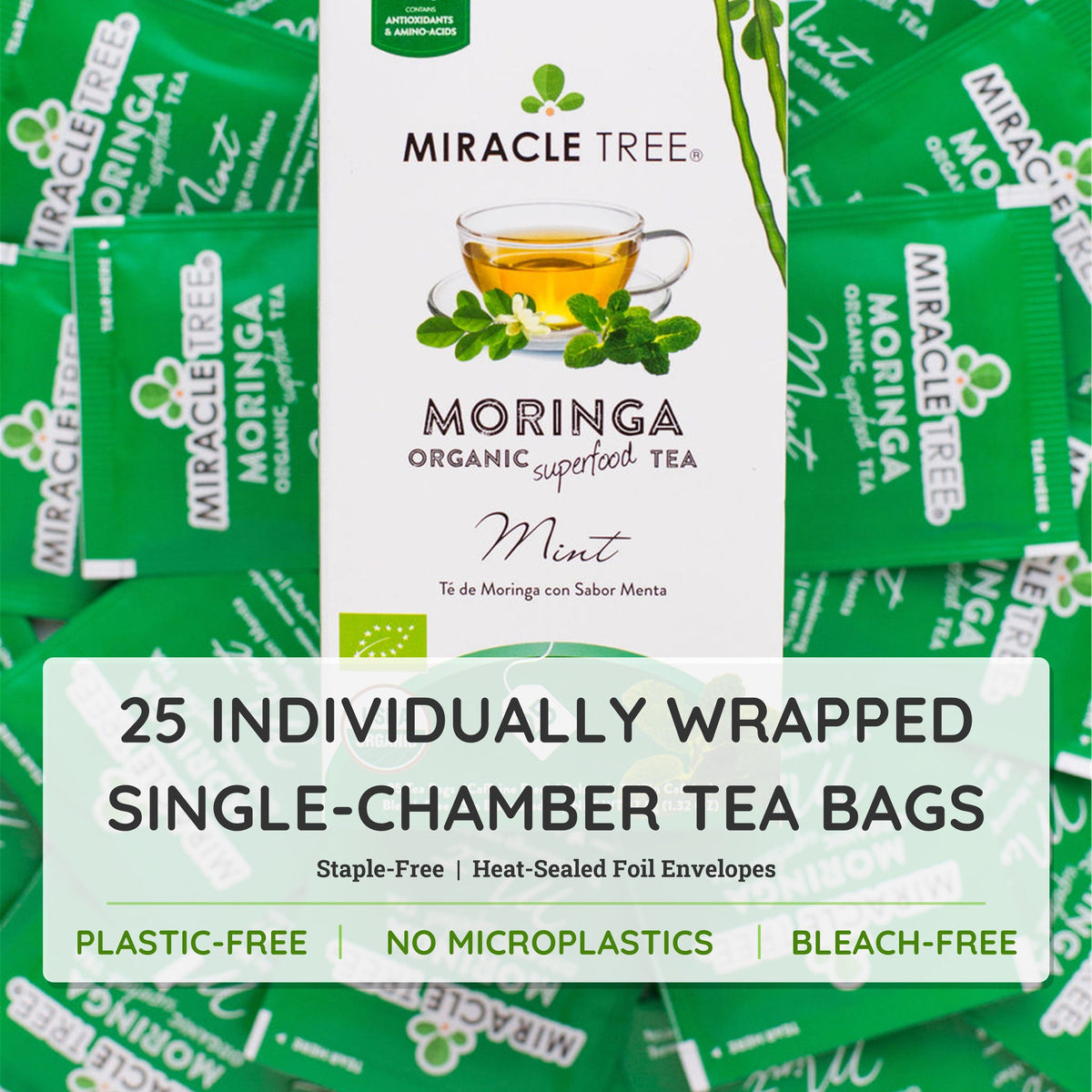 Organic Moringa Tea - Mint - Caffeine-Free Herbal Tea-4